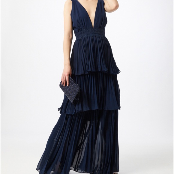 NWT | Lulu Elegant Navy Tiered Maxi Dress - Picture 3 of 7